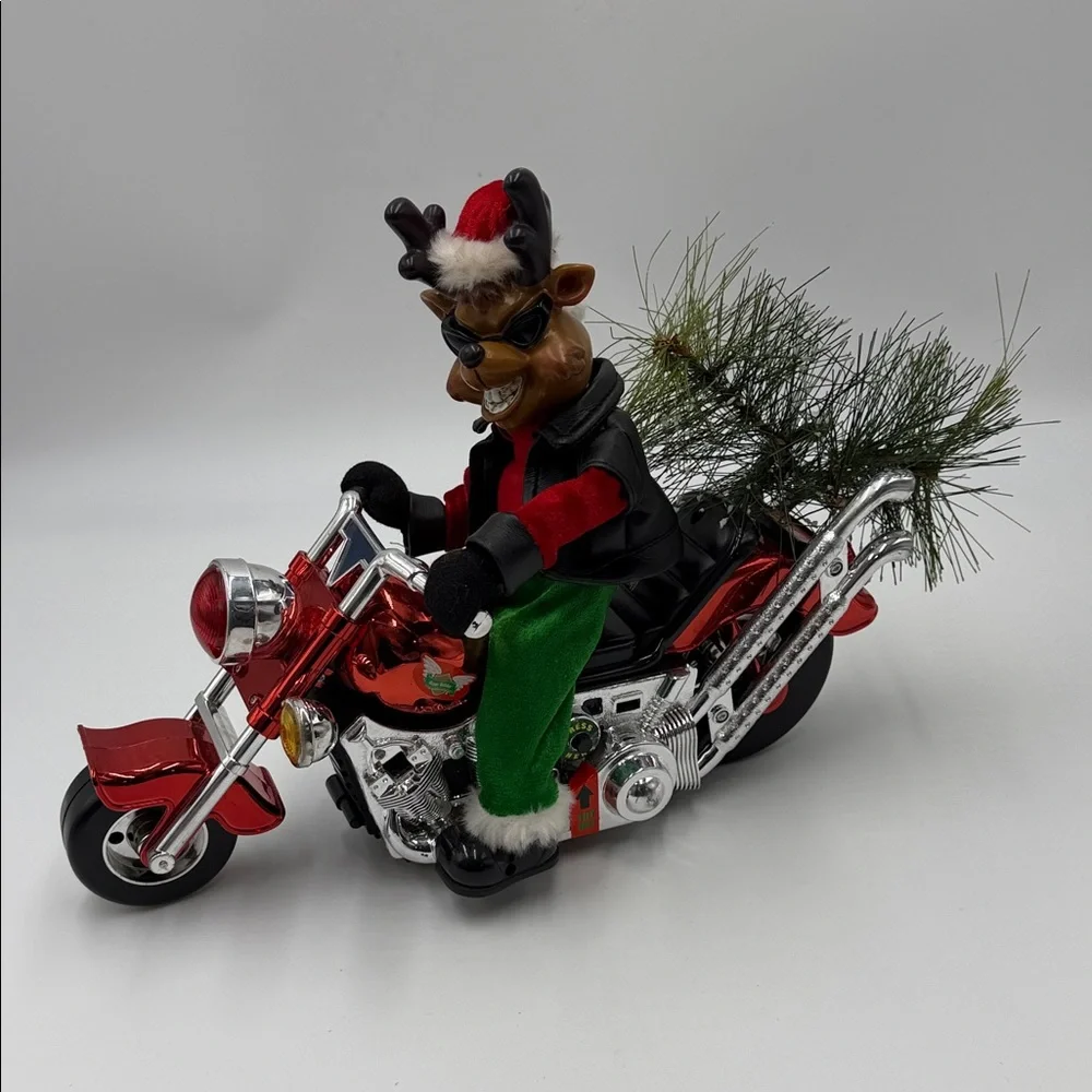 Animated Musical Biker Santa Santa Clause Decoration Christmas Holiday TESTED